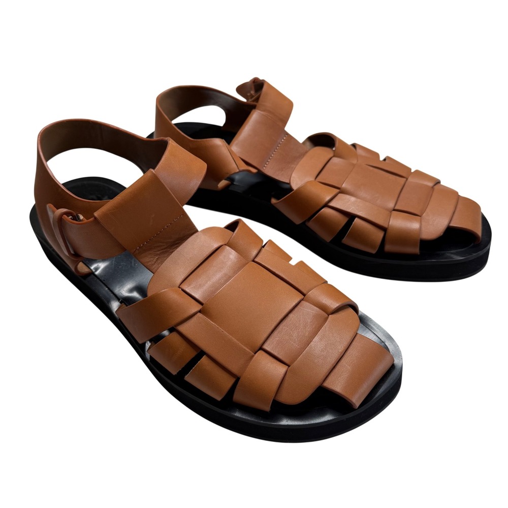 TONY BIACNO Suburbia Tan Woven Platform Sandals Honey Brown Leather Women's 10